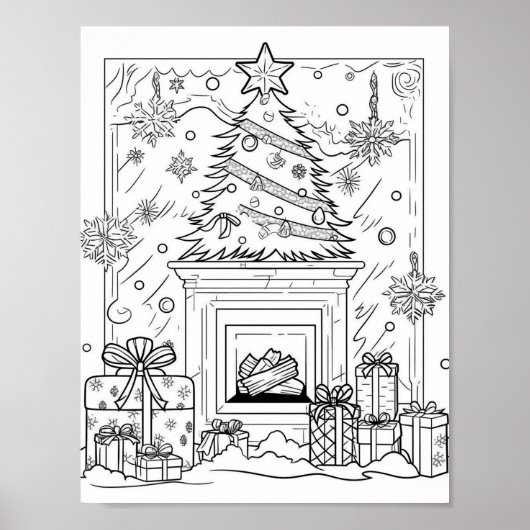 Kerstboom volwassen kleuring poster (Voorkant)