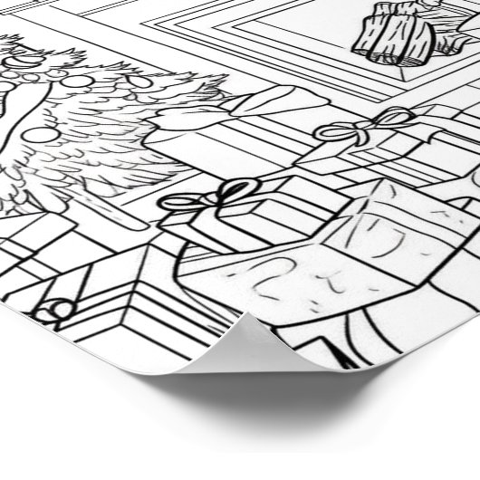 Kerstboom volwassen kleuring poster (Hoek)