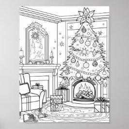 Kerstboom volwassen kleuring poster