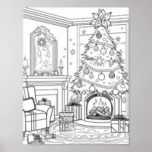 Kerstboom volwassen kleuring poster