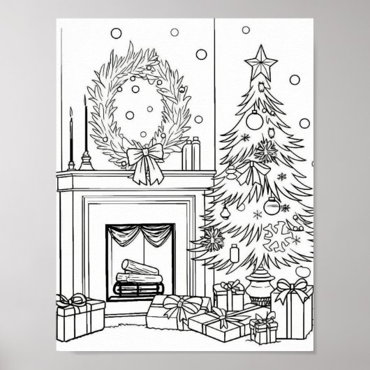 Kerstboom volwassen kleuring poster (Voorkant)