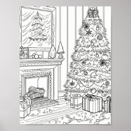 Kerstboom volwassen kleuring poster