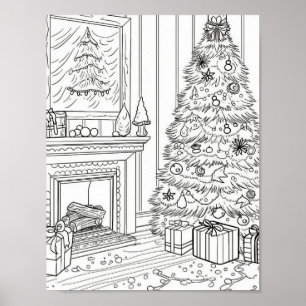 Kerstboom volwassen kleuring poster