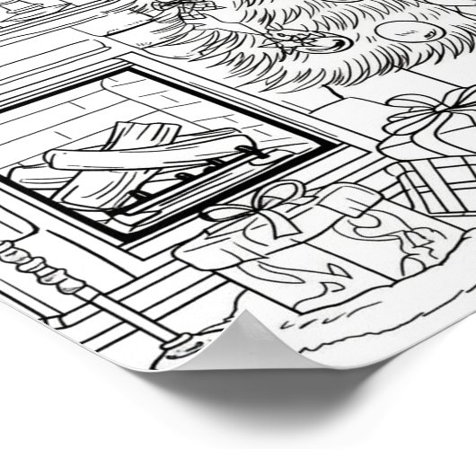 Kerstboom volwassen kleuring poster (Hoek)