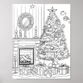 Kerstboom volwassen kleuring poster