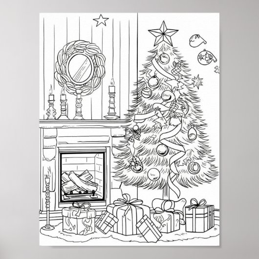 Kerstboom volwassen kleuring poster (Voorkant)