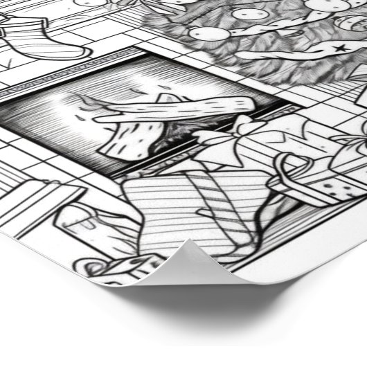 Kerstboom volwassen kleuring poster (Hoek)