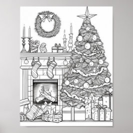 Kerstboom volwassen kleuring poster