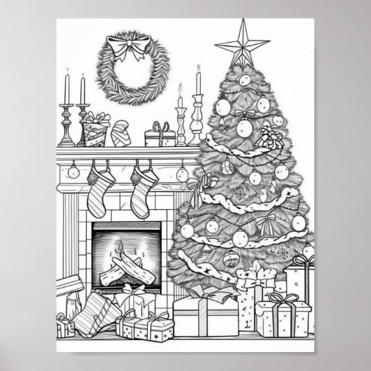 Kerstboom volwassen kleuring poster (Voorkant)