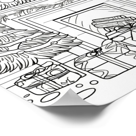 Kerstboom volwassen kleuring poster (Hoek)