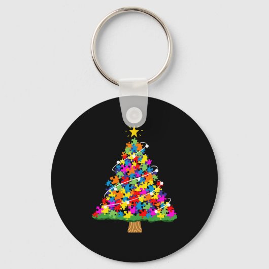 Kerstboom voor Autisme Bewustzijn Sleutelhanger (Voorkant)