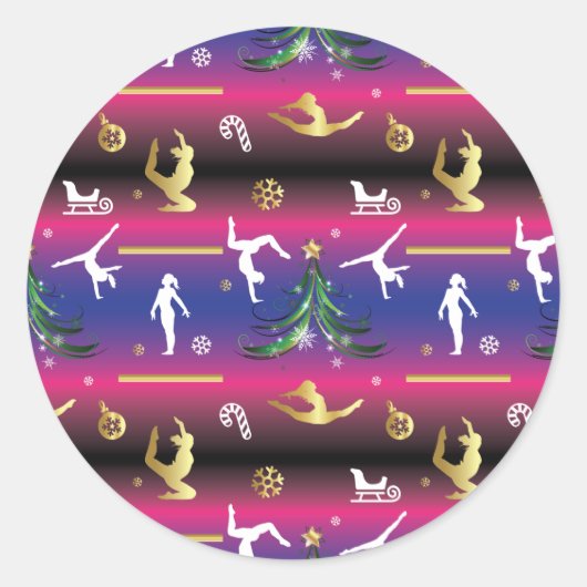 Kerstboom voor dames met turnscans ronde sticker (Voorkant)