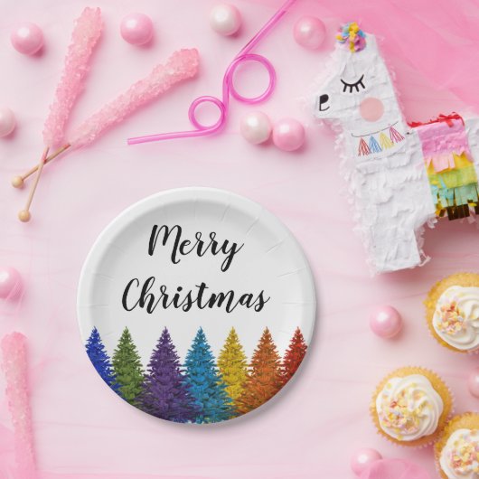 Kerstboom voor de paardregenboog van Lesbian Gay P Papieren Bordje (Feest)