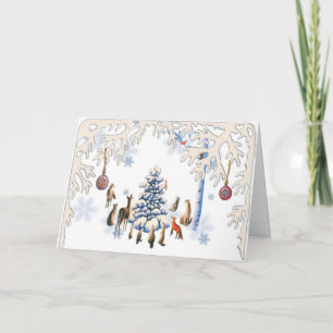 Kerstboom voor dieren feestdagen kaart