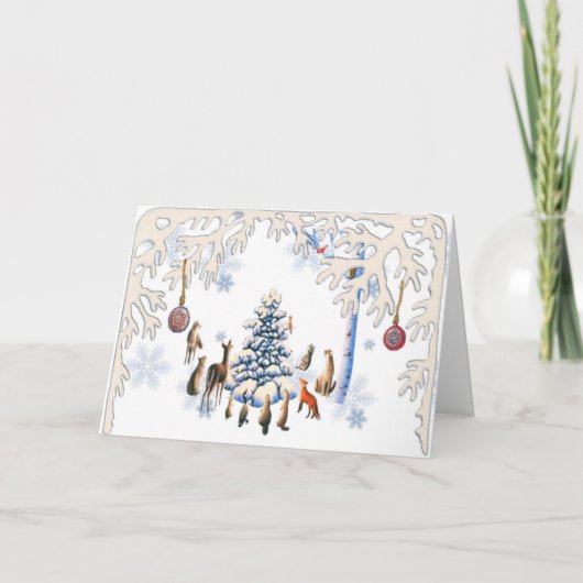 Kerstboom voor dieren feestdagen kaart (Voorkant)