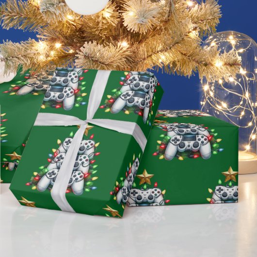 Kerstboom voor gamers cadeaupapier (Feestdagen)