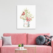 Kerstboom voor gevarieerd kerstfeest met kardinaal canvas afdruk (Insitu (Woonkamer))