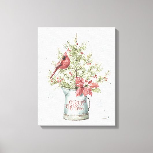 Kerstboom voor gevarieerd kerstfeest met kardinaal canvas afdruk (Voorkant)