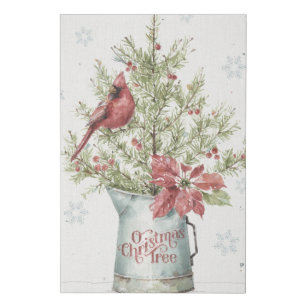 Kerstboom voor gevarieerd kerstfeest met kardinaal imitatie canvas print