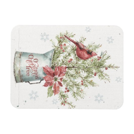 Kerstboom voor gevarieerd kerstfeest met kardinaal magneet (Horizontaal)