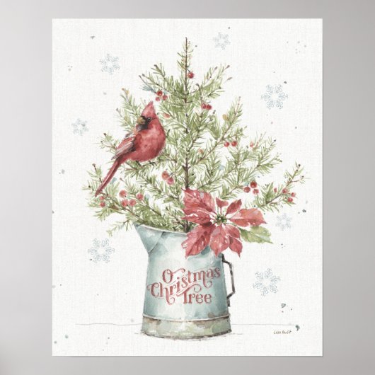 Kerstboom voor gevarieerd kerstfeest met kardinaal poster (Voorkant)