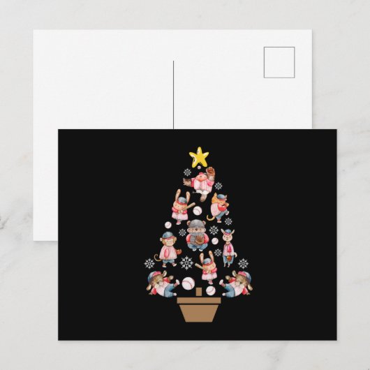 Kerstboom voor honkbaldieren briefkaart (Voorkant / Achterkant)