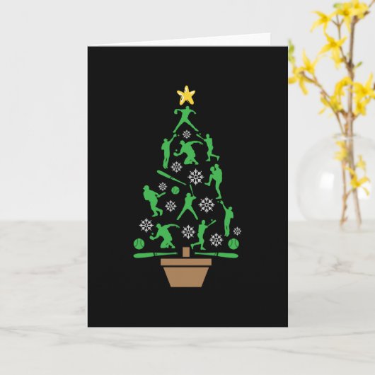 Kerstboom voor honkbalspeler kaart (Gele Bloem)