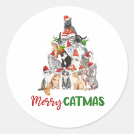 Kerstboom voor Katten Kat Liefhebber Kattenbezitte Ronde Sticker