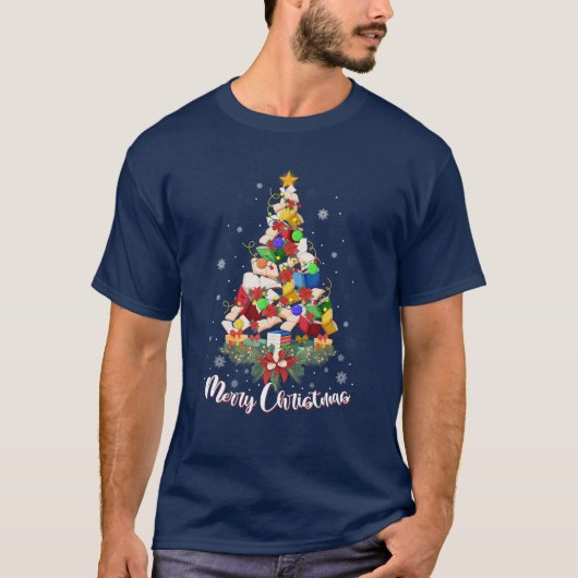 kerstboom voor mannen die graag boeken lezen t-shirt (Voorkant)