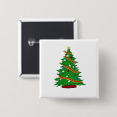 Kerstboom voor muzieknotitie vierkante button 5,1 cm (Voorkant /achterkant)