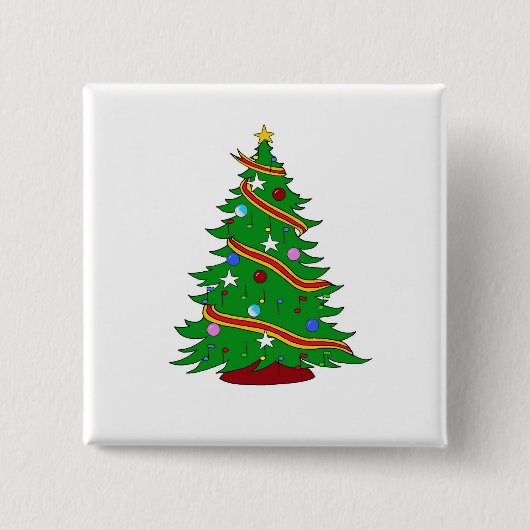 Kerstboom voor muzieknotitie vierkante button 5,1 cm (Voorkant)