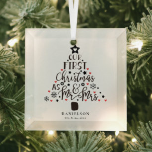 Kerstboom voor net getrouwde stellen  glas ornament