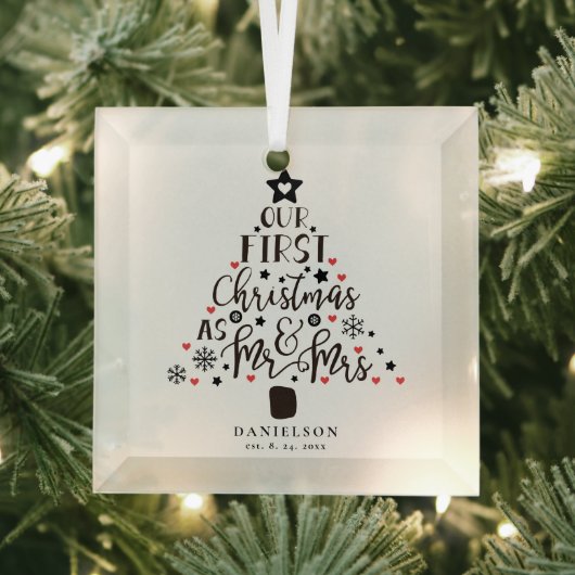 Kerstboom voor net getrouwde stellen glas ornament (Insitu)