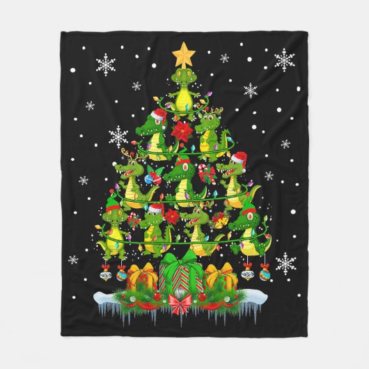 kerstboom voor Santa Reindeer Elf Alligators Fleece Deken (Voorkant)