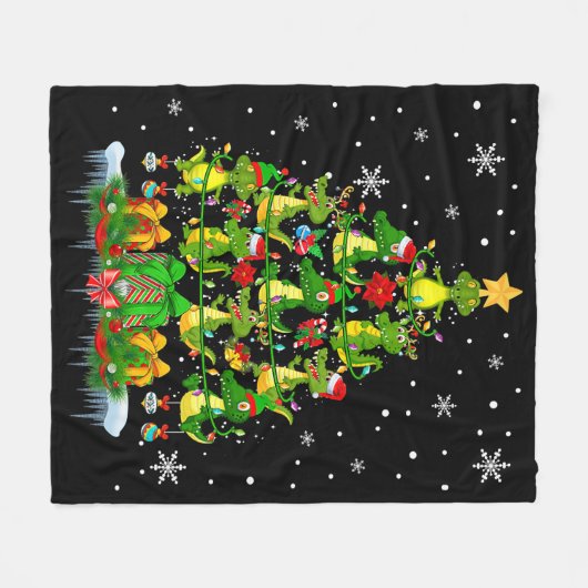 kerstboom voor Santa Reindeer Elf Alligators Fleece Deken (Voorkant (Horizontaal))