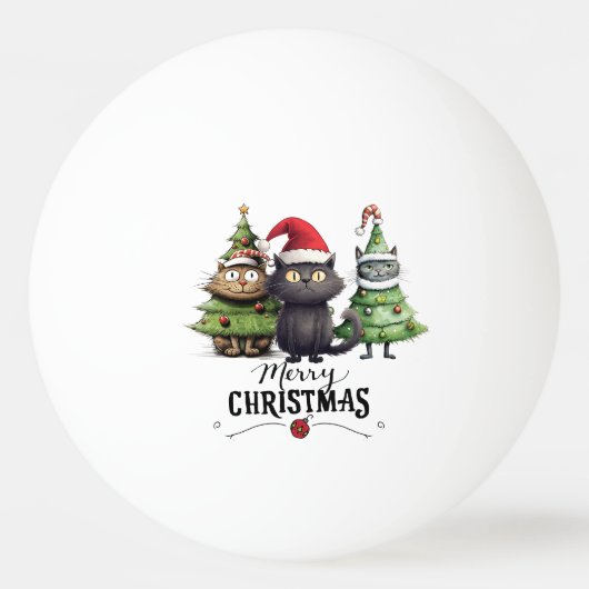 Kerstboom voor Speler die van Kat houdt Pingpongbal (Voorkant)