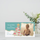 Kerstboom voor vakantie aan het strand feestdagenkaart (Staand voorkant)