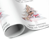 Kerstboom Vorm Fotonaam Vrolijk Kerstfeest Cadeaupapier (Rol Hoek)