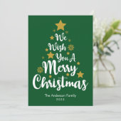 Kerstboom Vorm Groene Kerstkaart (Staand voorkant)