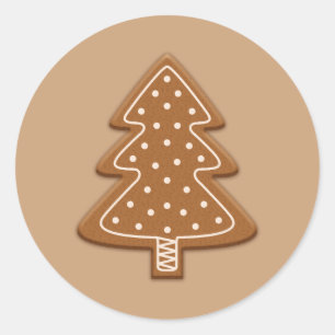 Kerstboom Vorm Koekje van Gemberkoek Ronde Sticker