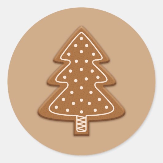Kerstboom Vorm Koekje van Gemberkoek Ronde Sticker (Voorkant)