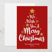 Kerstboom Vorm Rode Kerstkaart (Voorkant / Achterkant)