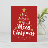 Kerstboom Vorm Rode Kerstkaart (Staand voorkant)