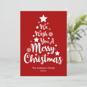 Kerstboom Vorm Rode Kerstkaart (Staand voorkant)