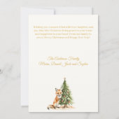 Kerstboom vos beige elegant script feestdagenkaart (Achterkant)