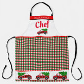 Kerstboom Vrachtwagen Chef Red Green Holiday Pset Schort (Voorkant)