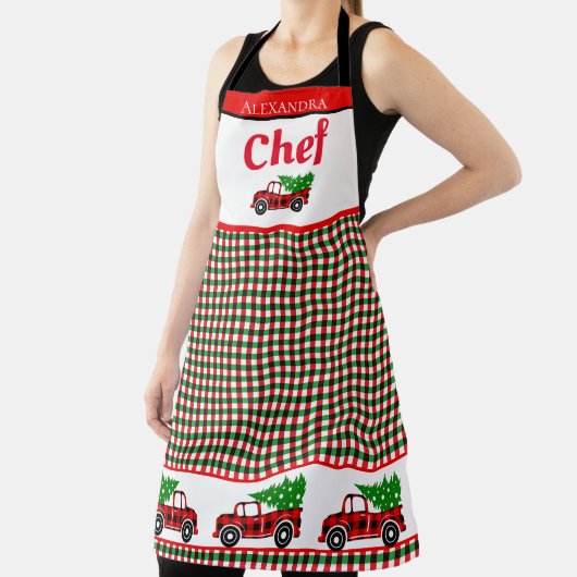 Kerstboom Vrachtwagen Chef Red Green Holiday Pset Schort (Insitu)