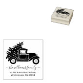 Kerstboom  Vrachtwagen Familie Retouradres Rubberstempel (Gestempeld)