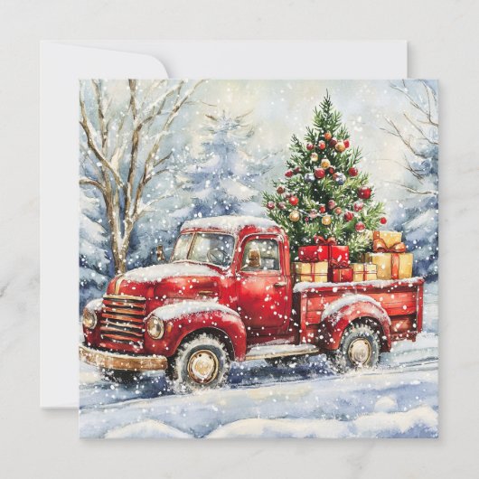 Kerstboom Vrachtwagen Feestdagenkaart (Voorkant)