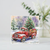 Kerstboom Vrachtwagen Feestdagenkaart (Staand voorkant)